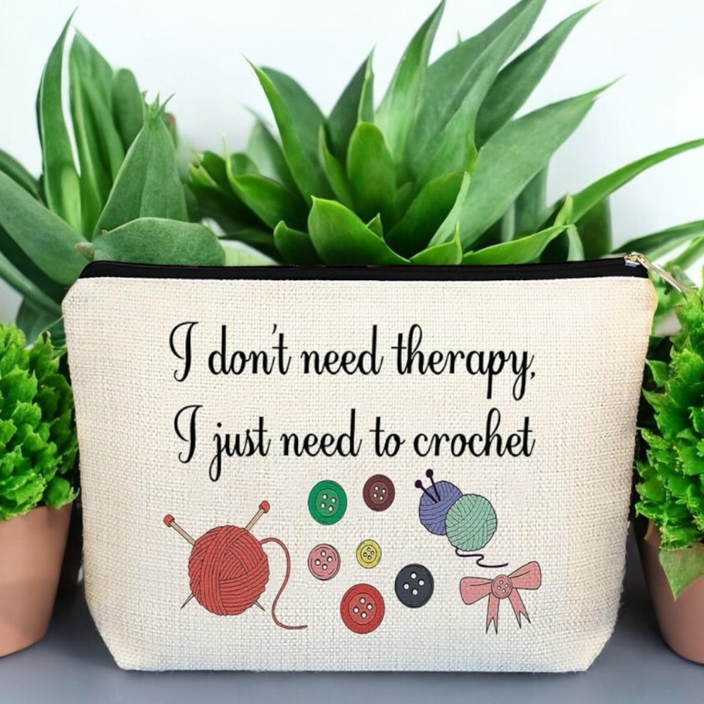 Crochet Slogan Cosmetic Bag, NWT